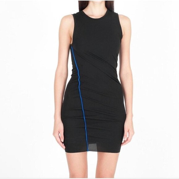 T by Alexander Wang Black Bodycon Blue Stripe Night Out Dress - Picture 1 of 6